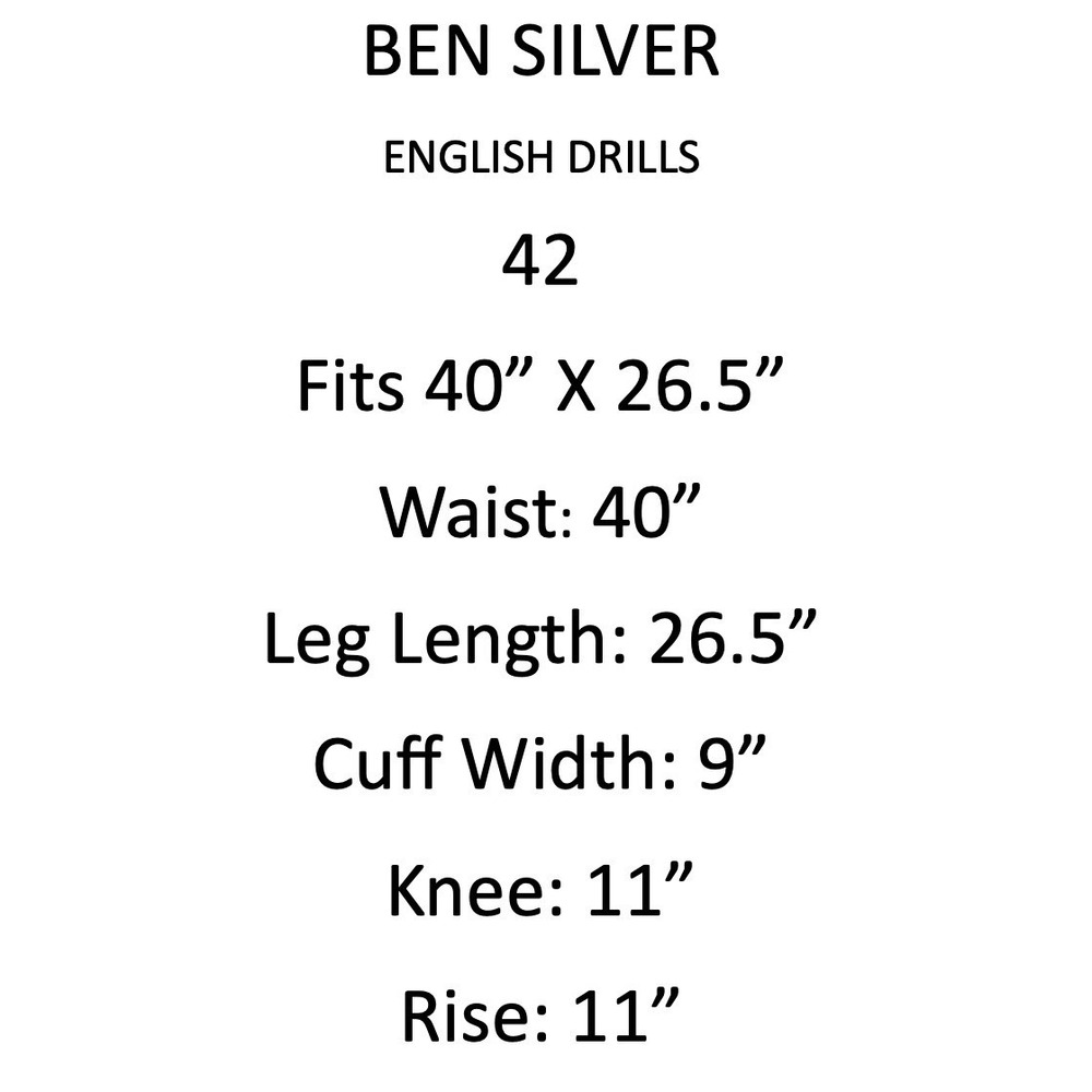 Ben Silver English Drills Pants Men's 42 Khaki Pleated Cuffed USA FITS 40x26.5 - Picture 10 of 15